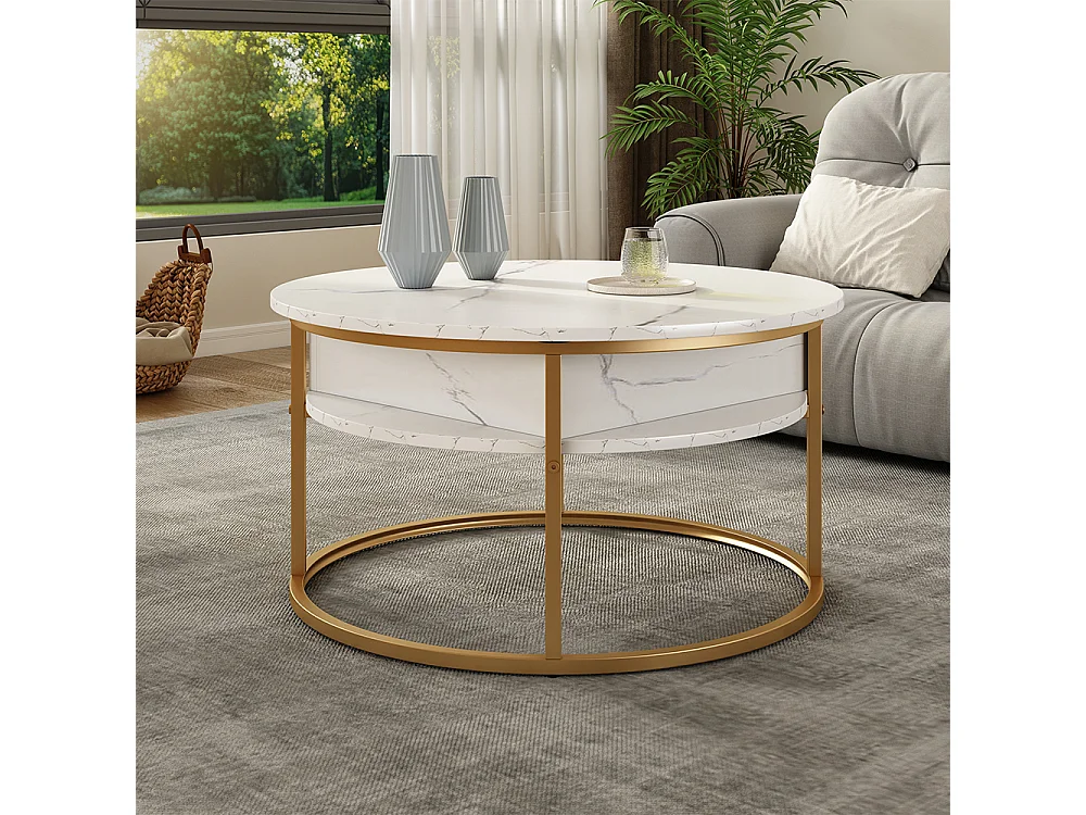 Coffee table white marble 77x77x52 marlo