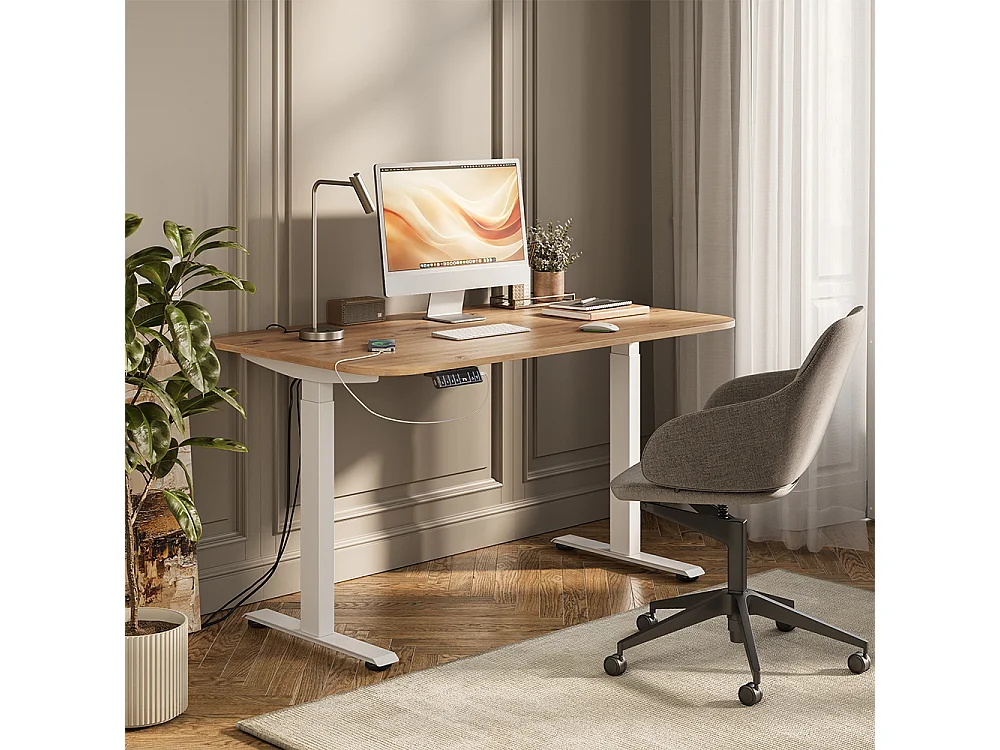 Bureau blanc/artisan 140x80x120 elevate