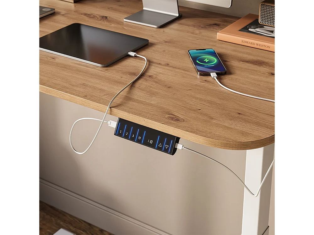 Bureau blanc/artisan 140x80x120 elevate