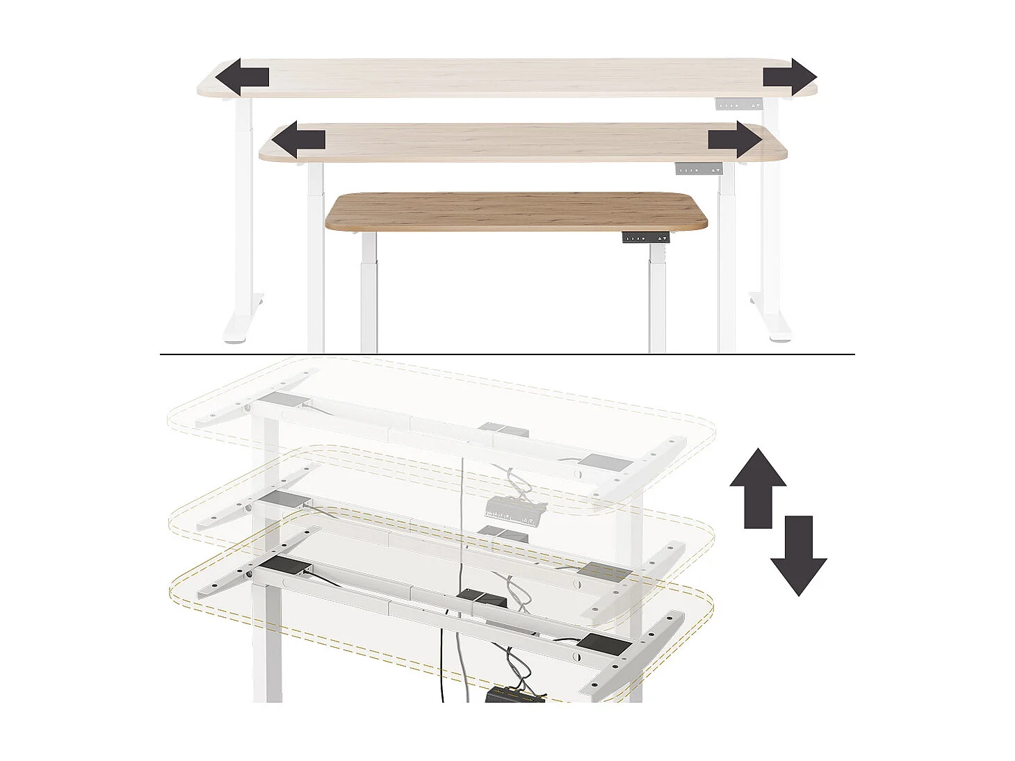 Bureau blanc/artisan 140x80x120 elevate