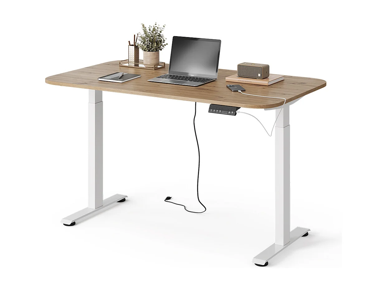 Bureau blanc/artisan 140x80x120 elevate