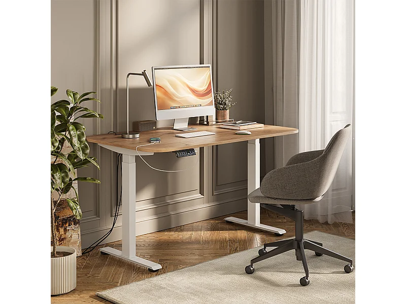 Bureau blanc/artisan 140x80x120 elevate