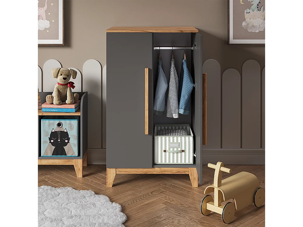Kinderkleiderschrank grau/artisan 70x53.4x120 malia