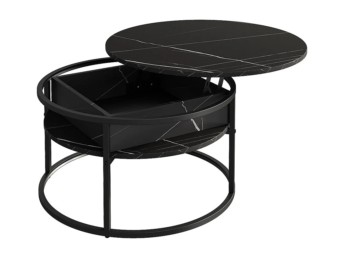 Coffee table black/marble-white 77x77x52 marlo