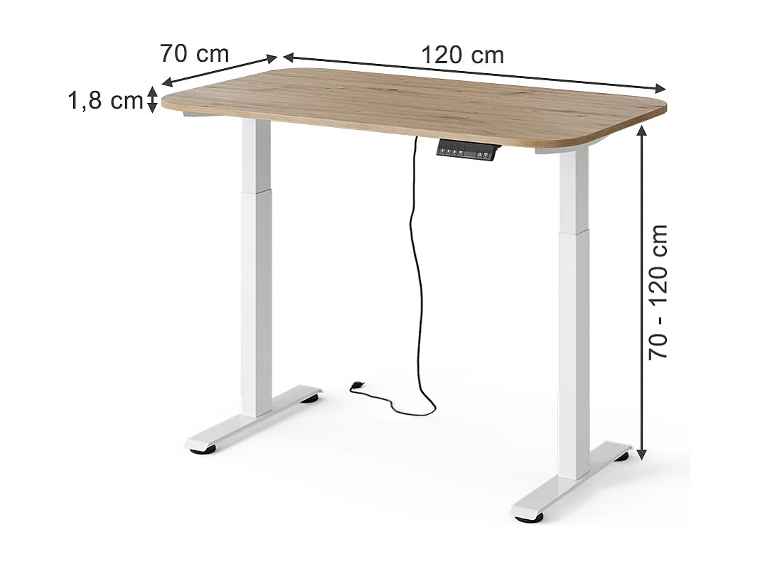 Bureau blanc/artisan 120x70x120 elevate