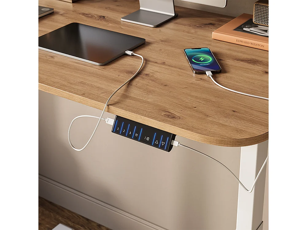 Bureau blanc/artisan 120x70x120 elevate