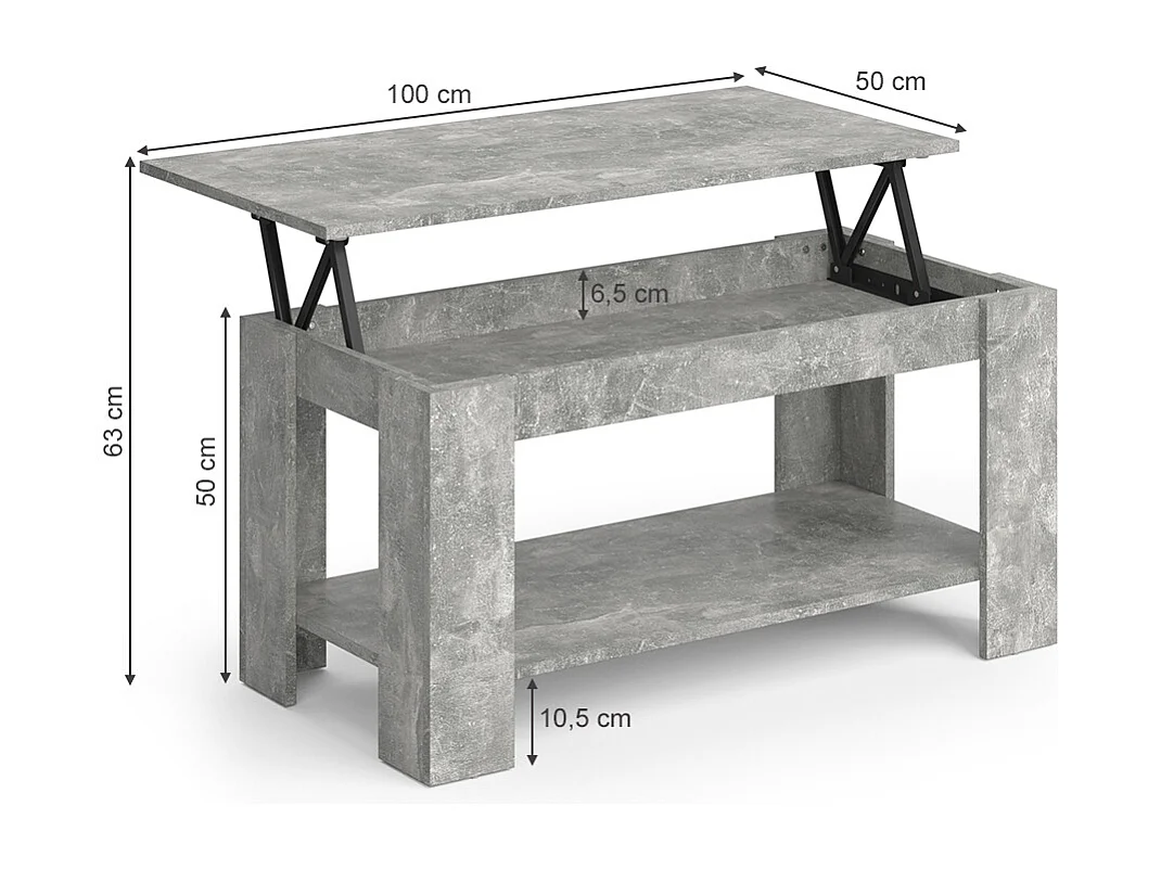 Coffee table concrete 100x50x50 lorenz