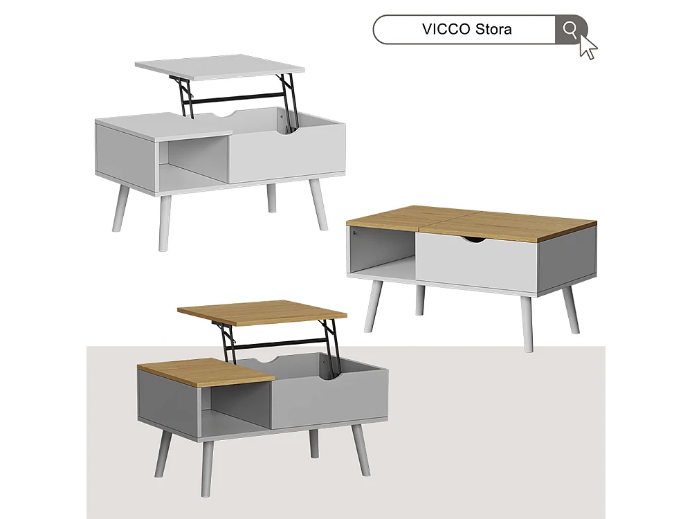 Table basse gris 76x45x40 stora