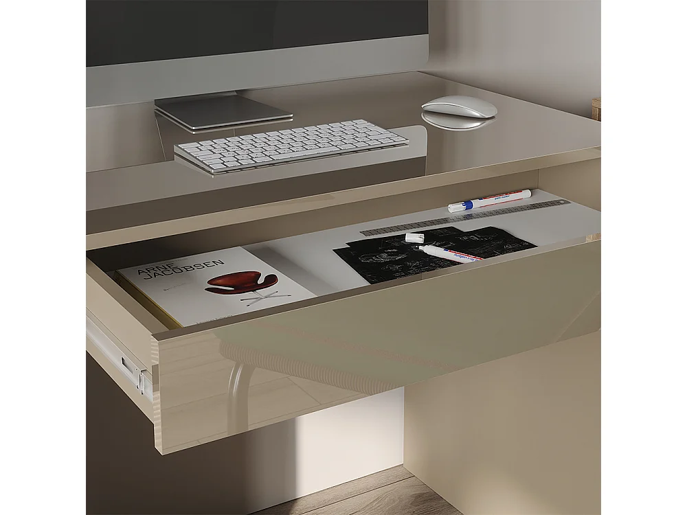 Bureau gris brillant 55x120x75 sherry