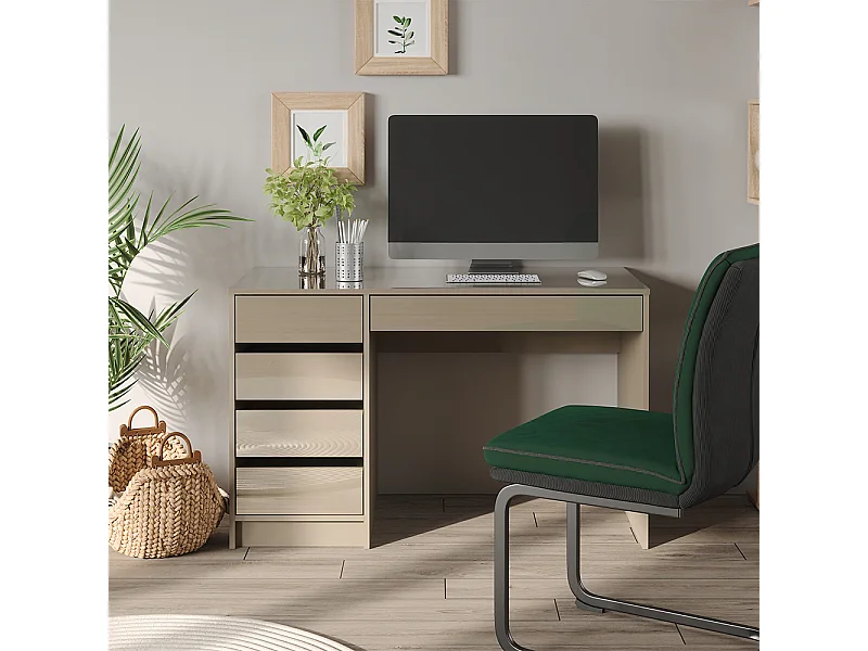 Bureau gris brillant 55x120x75 sherry