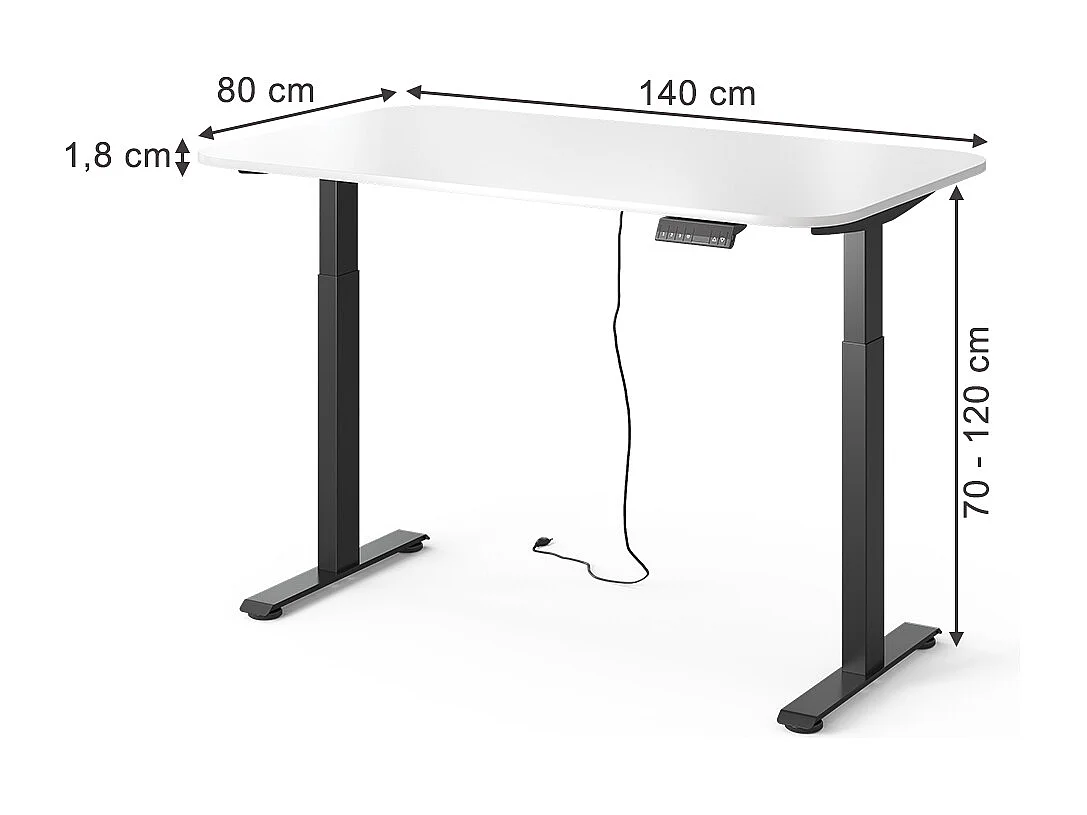 Bureau zwart/wit 140x80x120 elevate