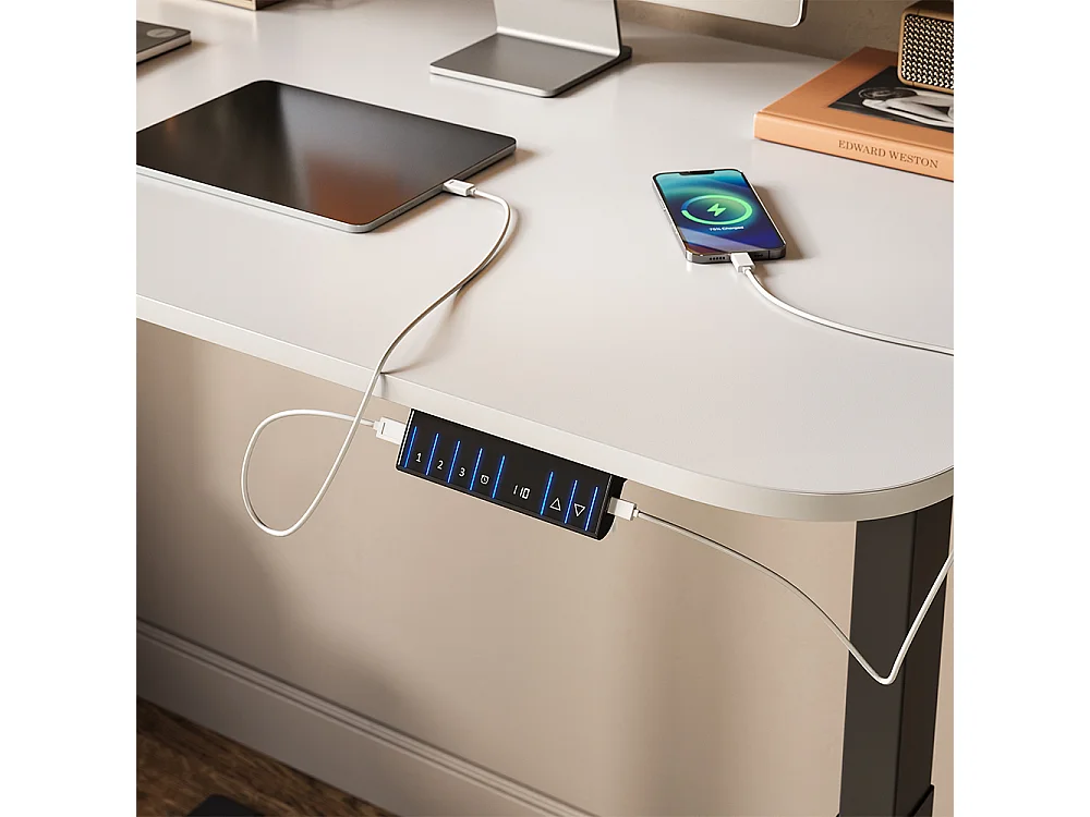 Bureau zwart/wit 140x80x120 elevate