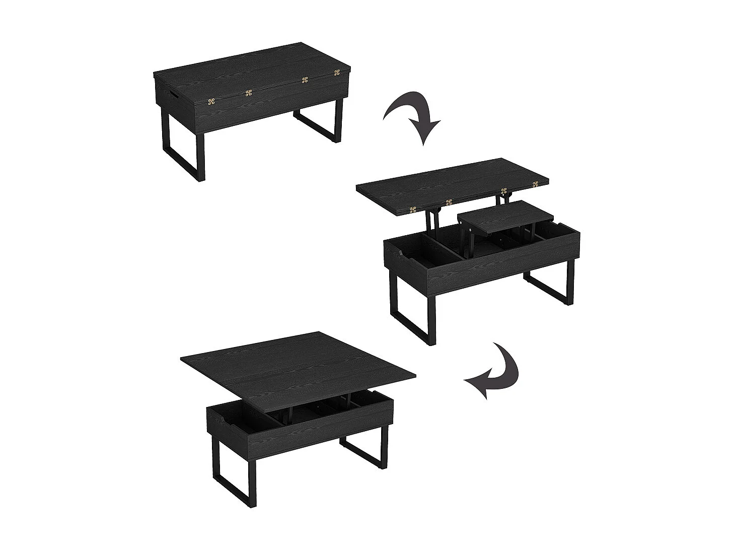 Coffee table black 100x50x48.5 lifty