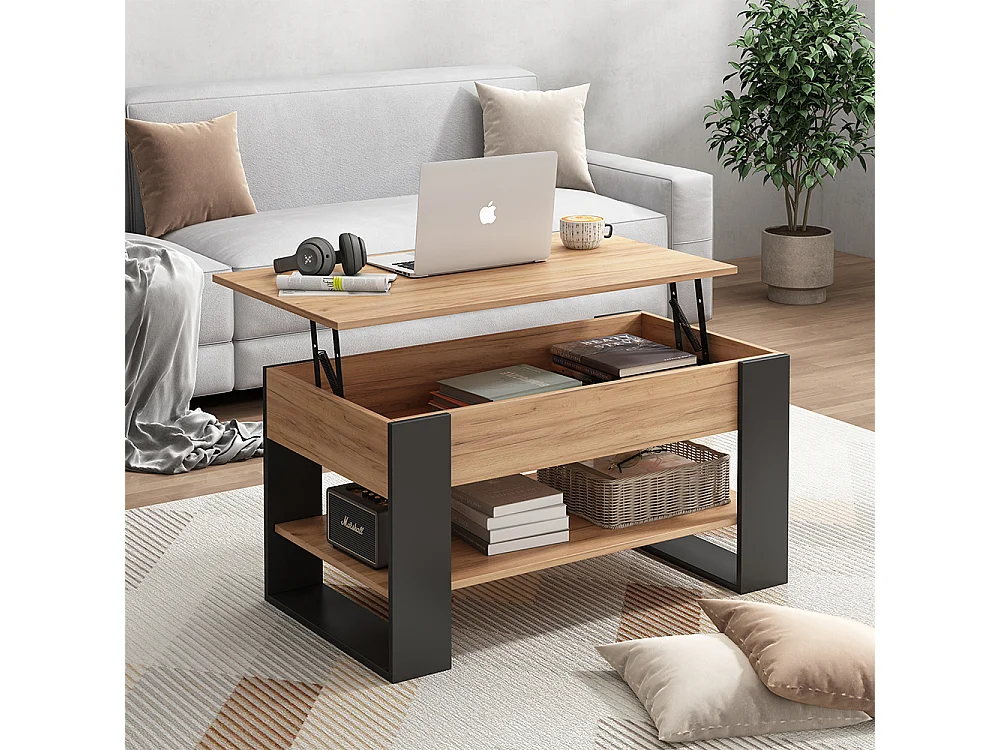 Coffee table oak/anthracite 92x51x47 lifto