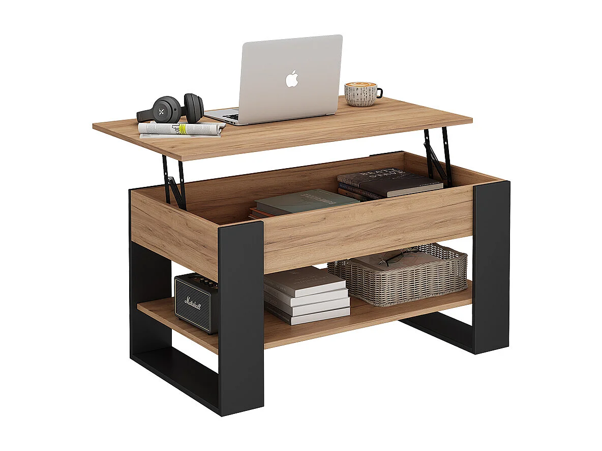 Coffee table oak/anthracite 92x51x47 lifto