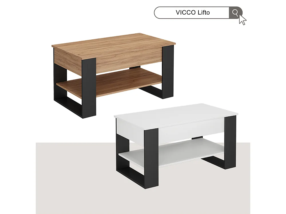 Coffee table oak/anthracite 92x51x47 lifto