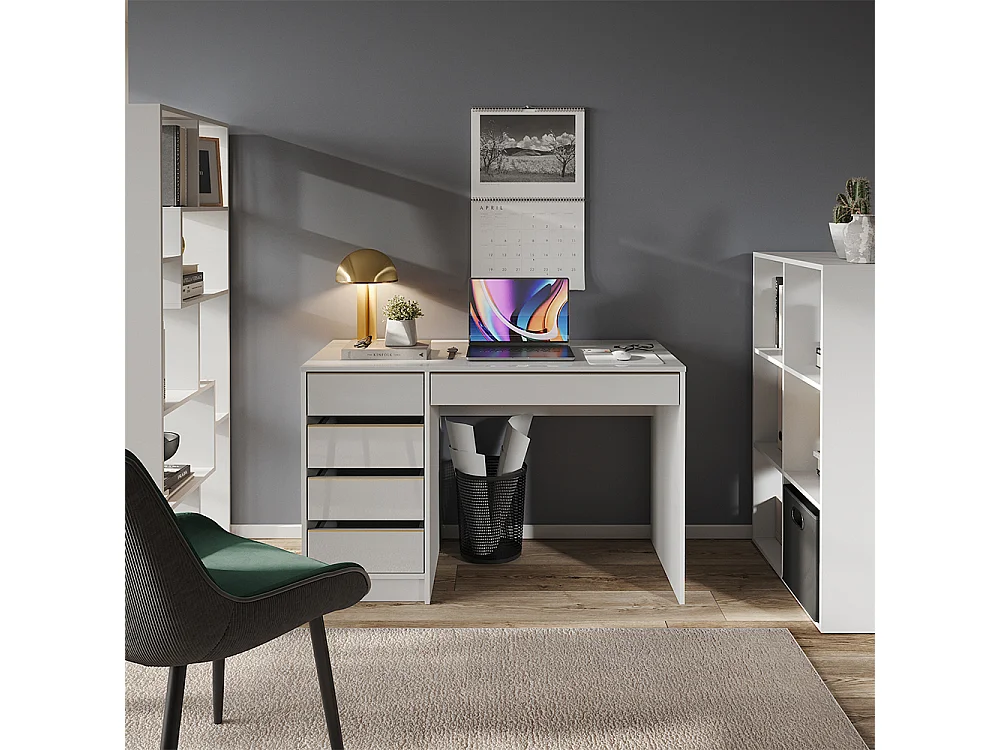 Schreibtisch weiß hochglanz 55x120x75 sherry