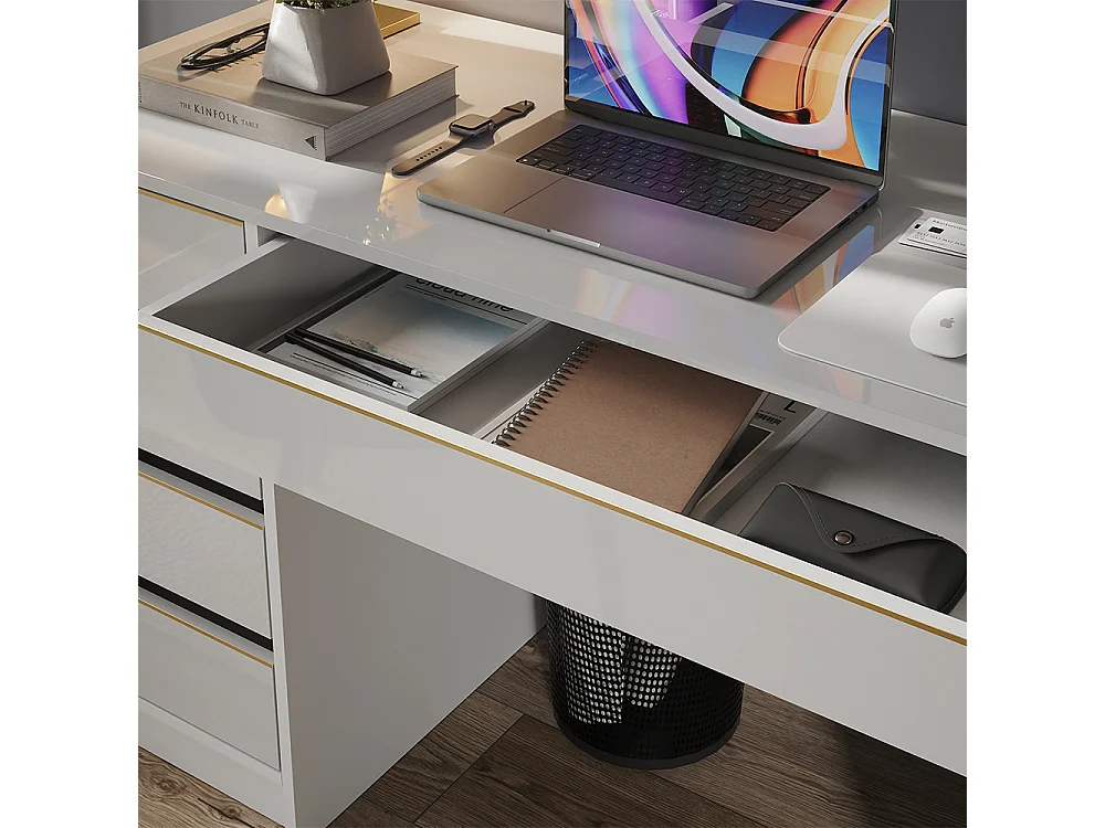 Schreibtisch weiß hochglanz 55x120x75 sherry