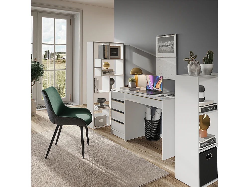 Schreibtisch weiß hochglanz 55x120x75 sherry