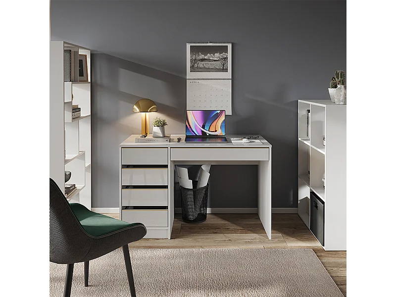 Schreibtisch weiß hochglanz 55x120x75 sherry