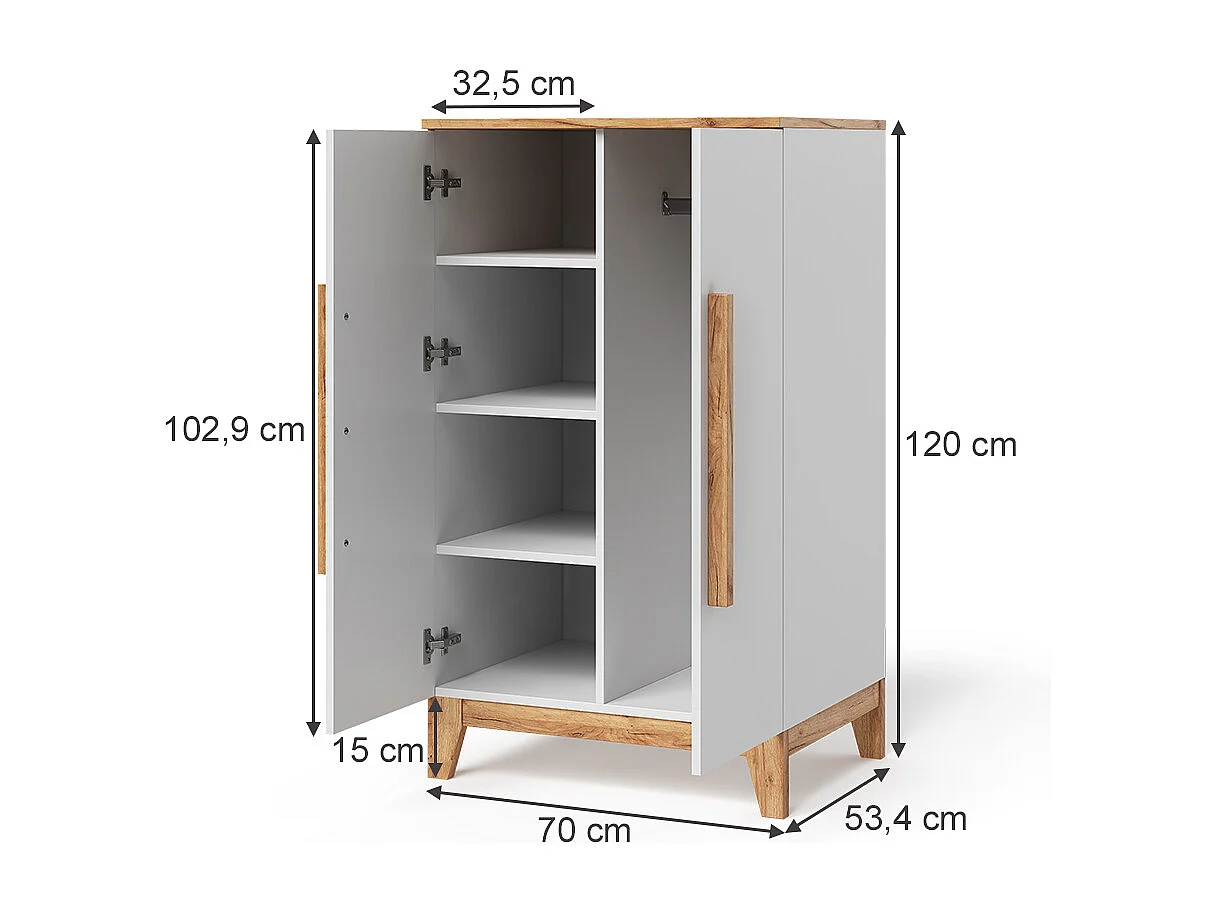 Kinderkleiderschrank weiß/artisan 70x53.4x120 malia