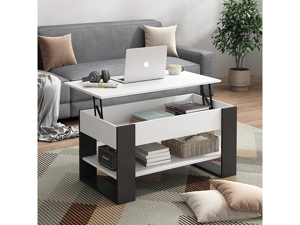 Coffee table white/anthracite 92x51x47 lifto