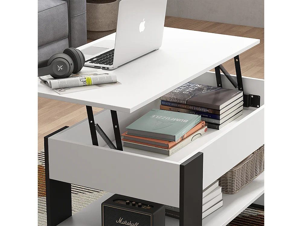 Coffee table white/anthracite 92x51x47 lifto