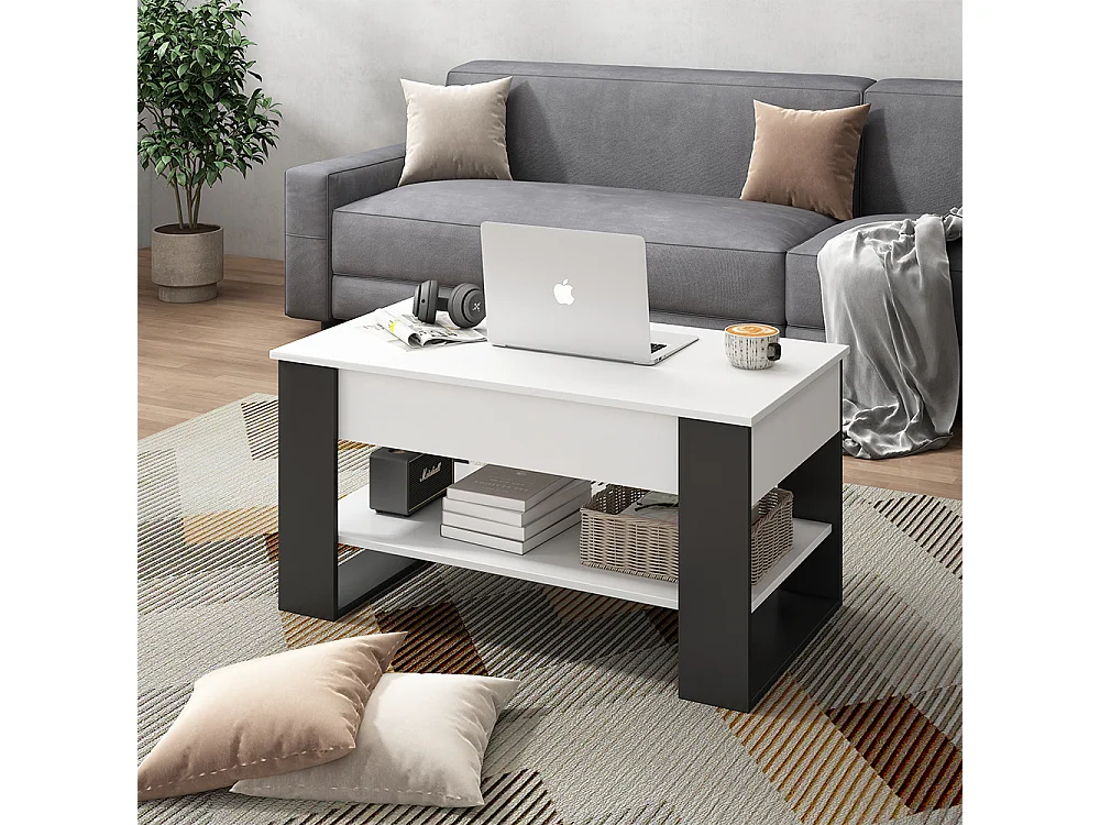 Coffee table white/anthracite 92x51x47 lifto