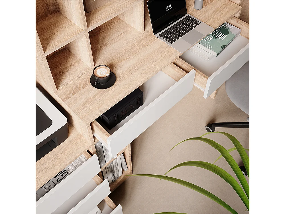 Bureau blanc/sonoma 139.8x40x115 anja