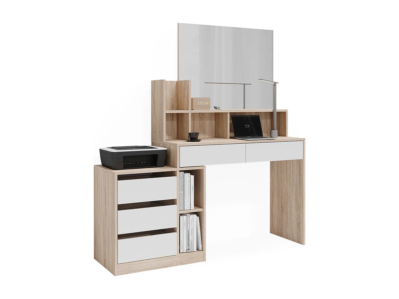Bureau blanc/sonoma 139.8x40x115 anja