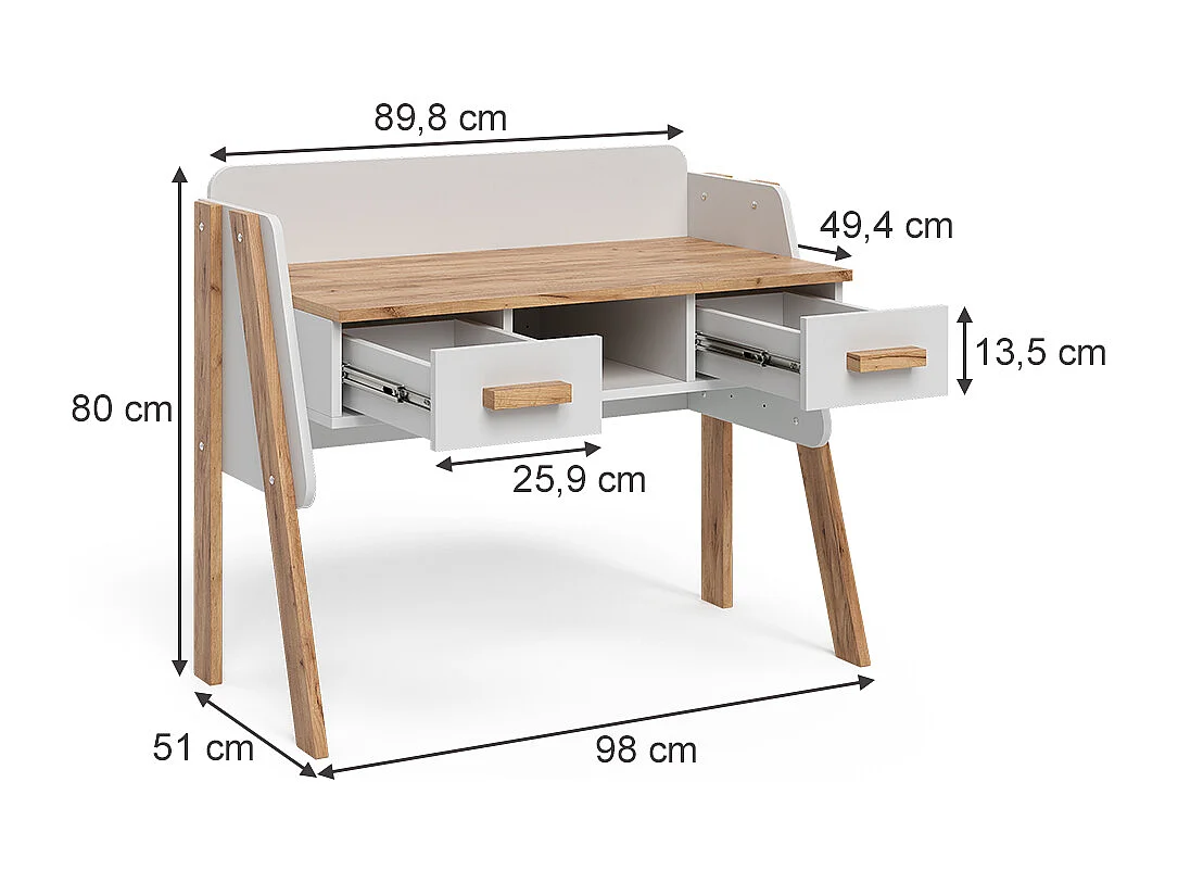 Schreibtisch weiß/artisan 97x51x80 malia