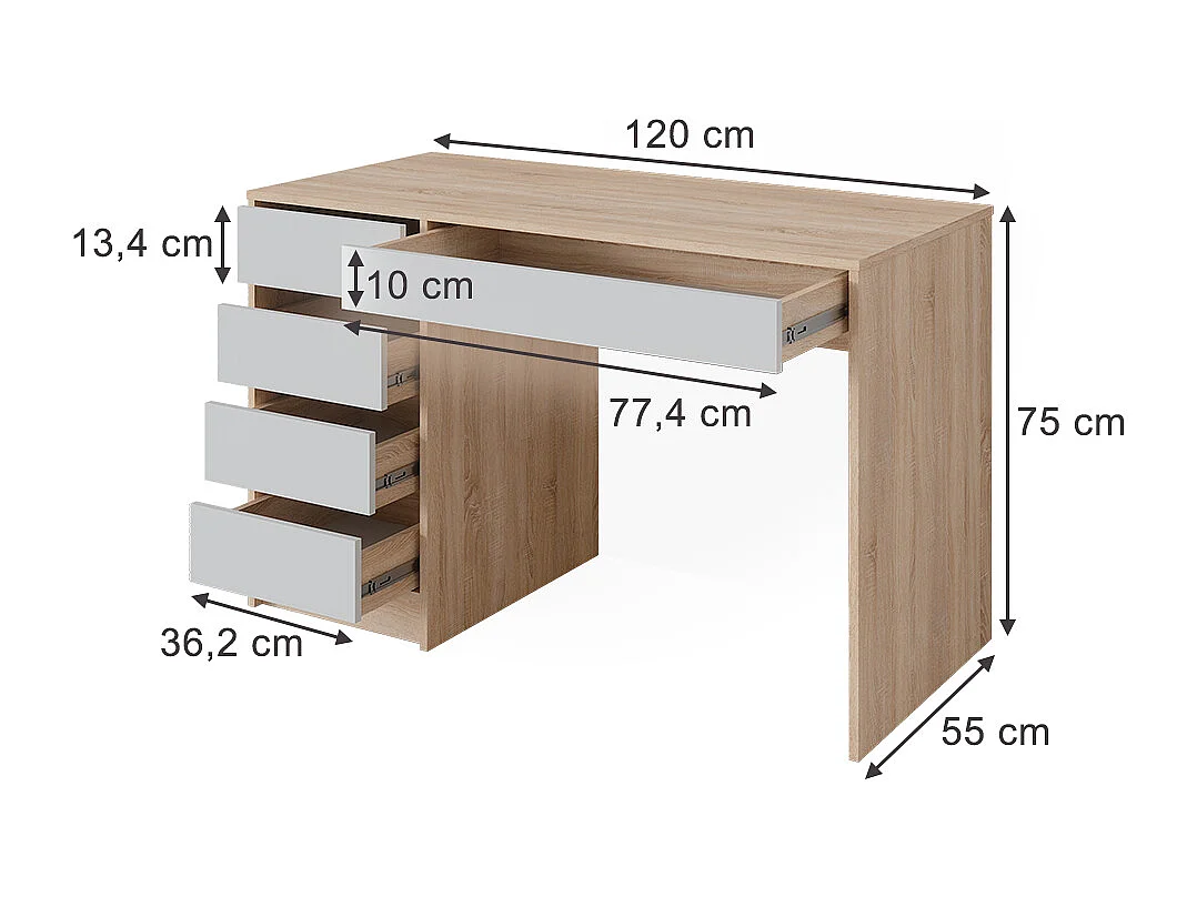 Bureau sonoma/blanc 55x120x75 sherry