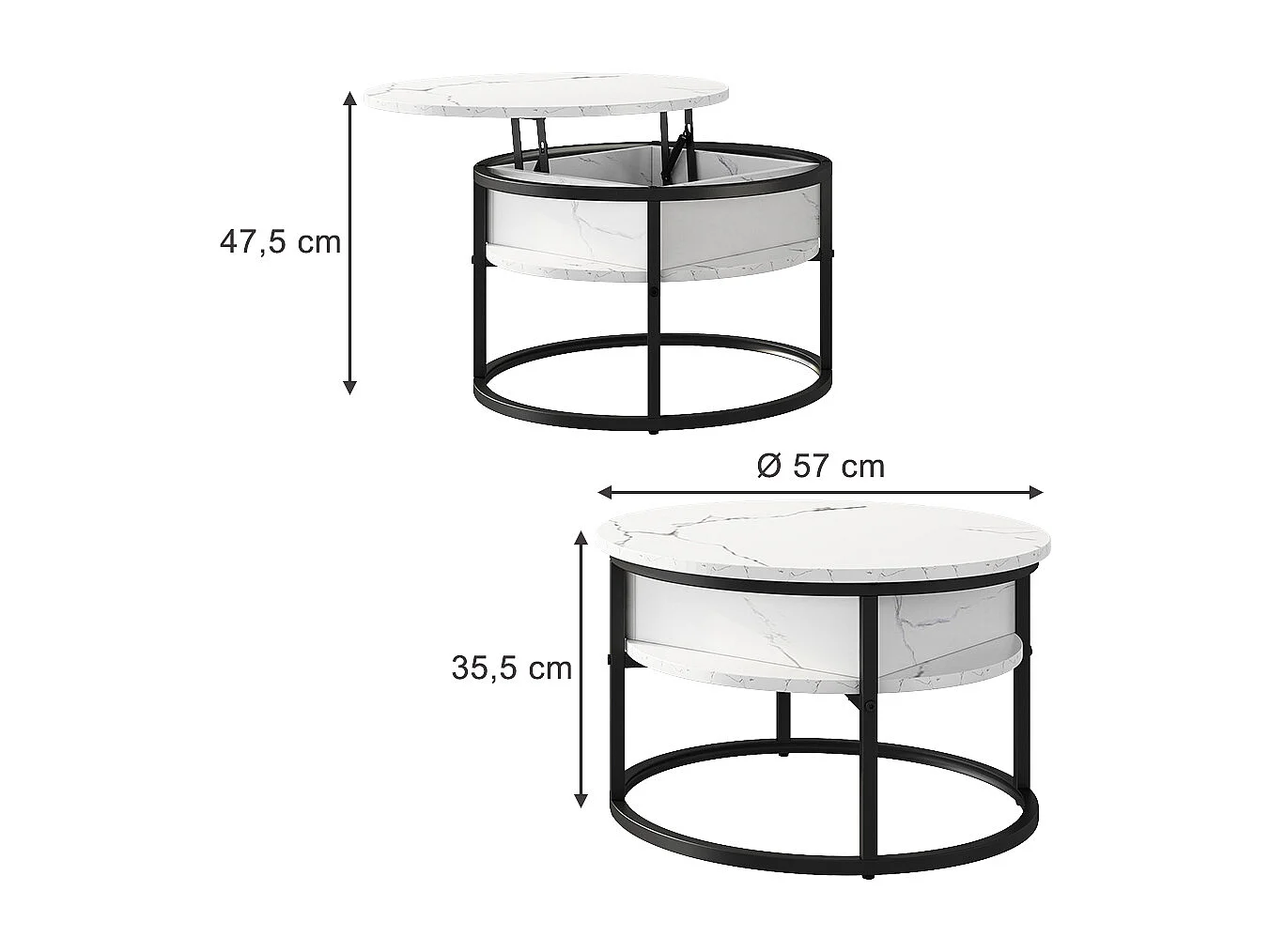 Coffee table white marble 57x57x47.5 marlo