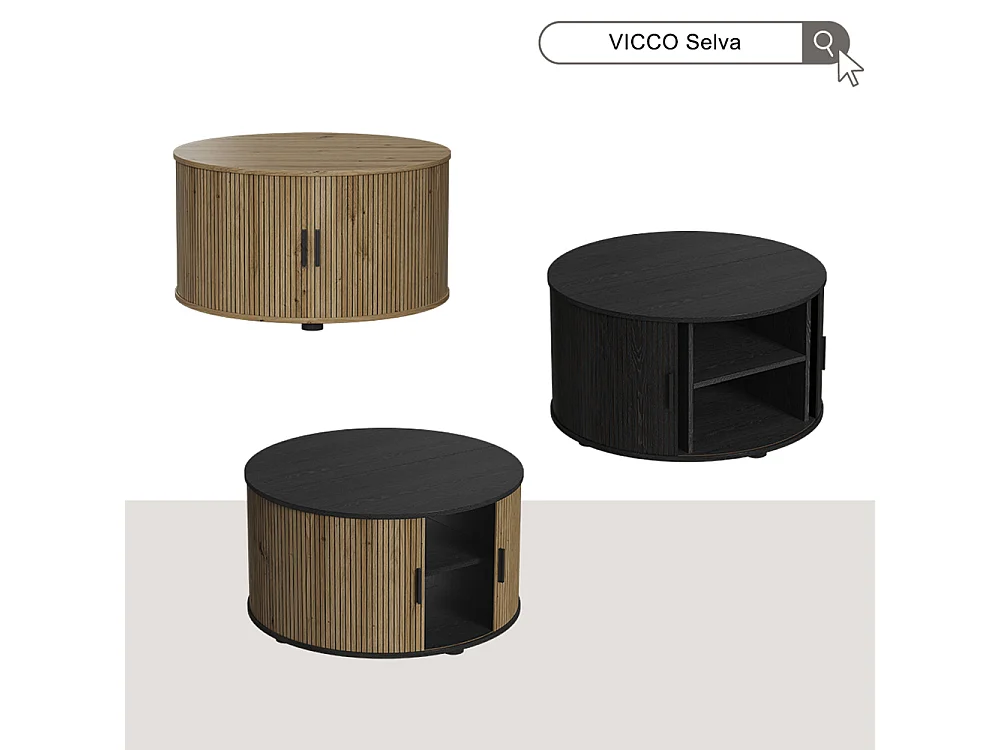 Table basse chêne/noir 80x80x45 selva