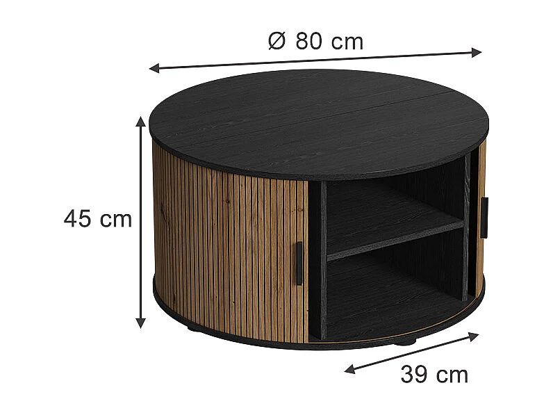 Coffee table oak/black 80x80x45 selva