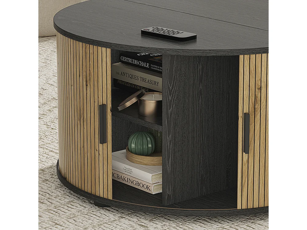 Coffee table oak/black 80x80x45 selva