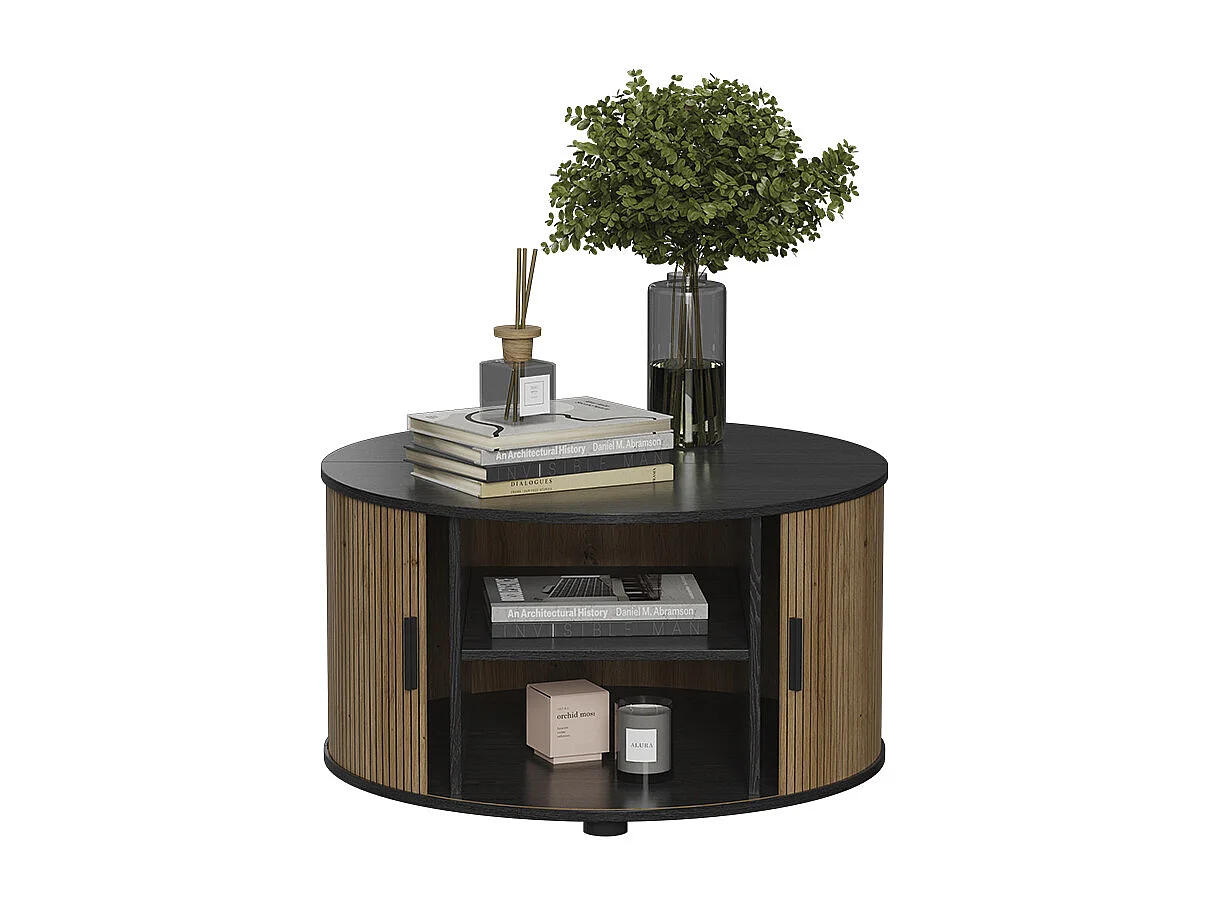 Coffee table oak/black 80x80x45 selva