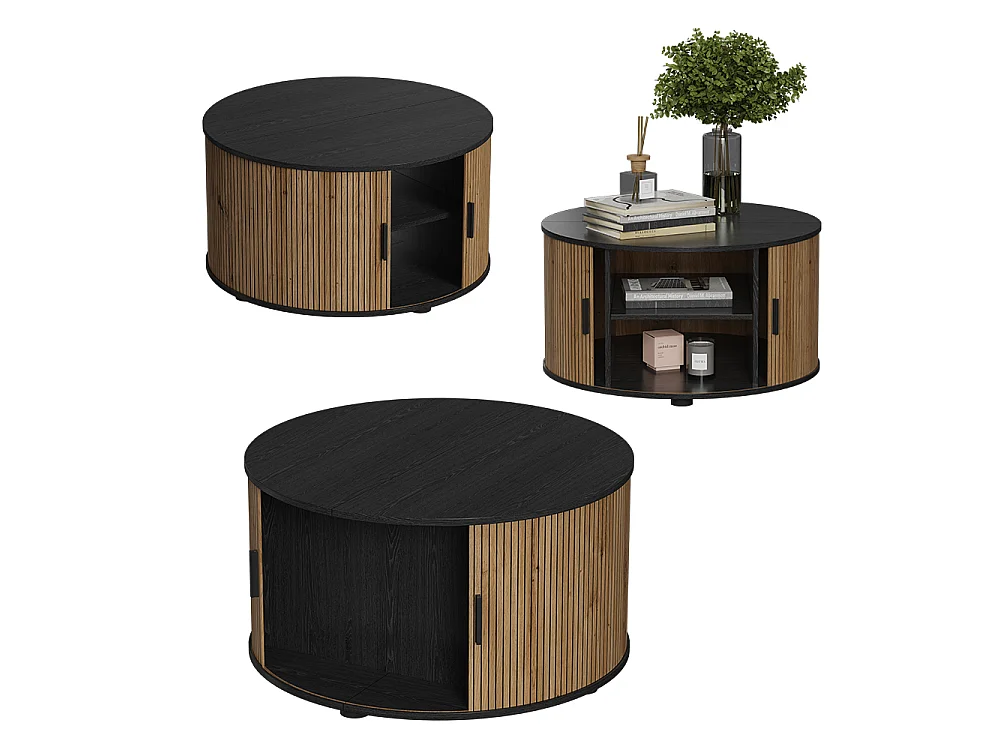 Table basse chêne/noir 80x80x45 selva