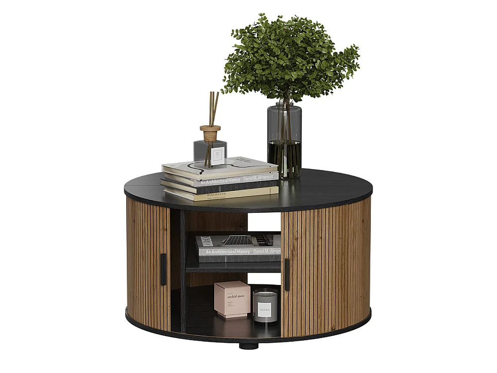 Table basse chêne/noir 80x80x45 selva