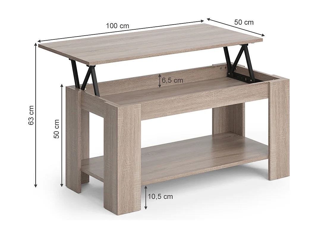 Couchtisch sonoma 100x50x50 lorenz