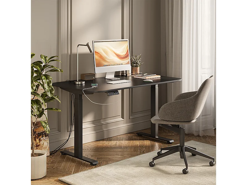 höhenverstellbarer elektrischer Schreibtisch schwarz/anthrazit 140x80x120 elevate