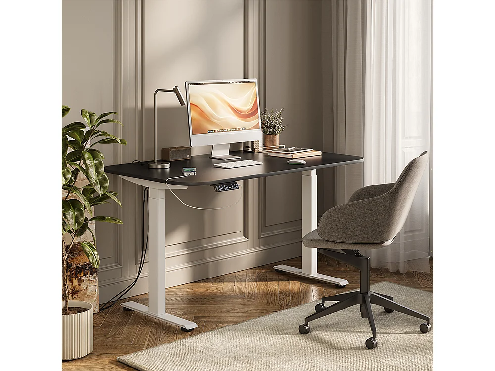Bureau blanc/anthracite 140x80x120 elevate