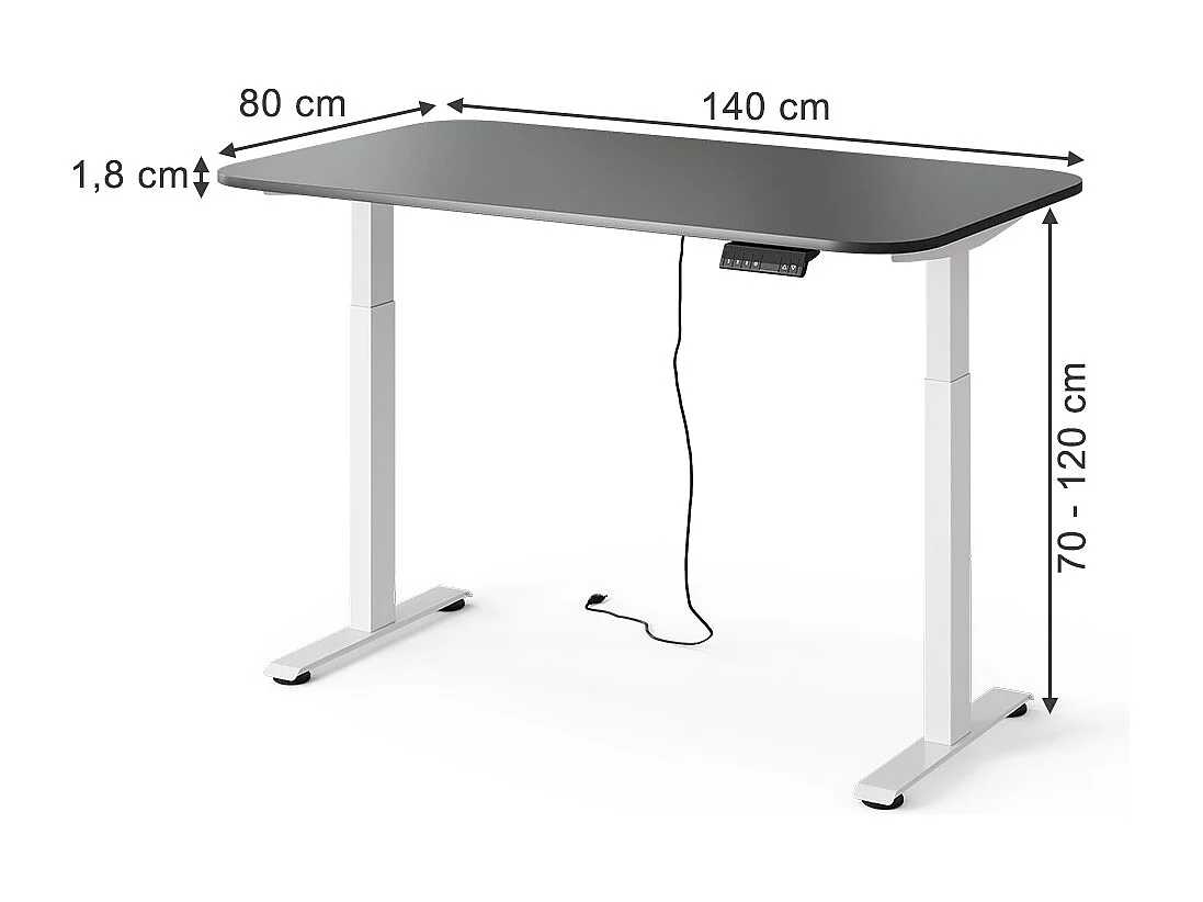 Bureau blanc/anthracite 140x80x120 elevate