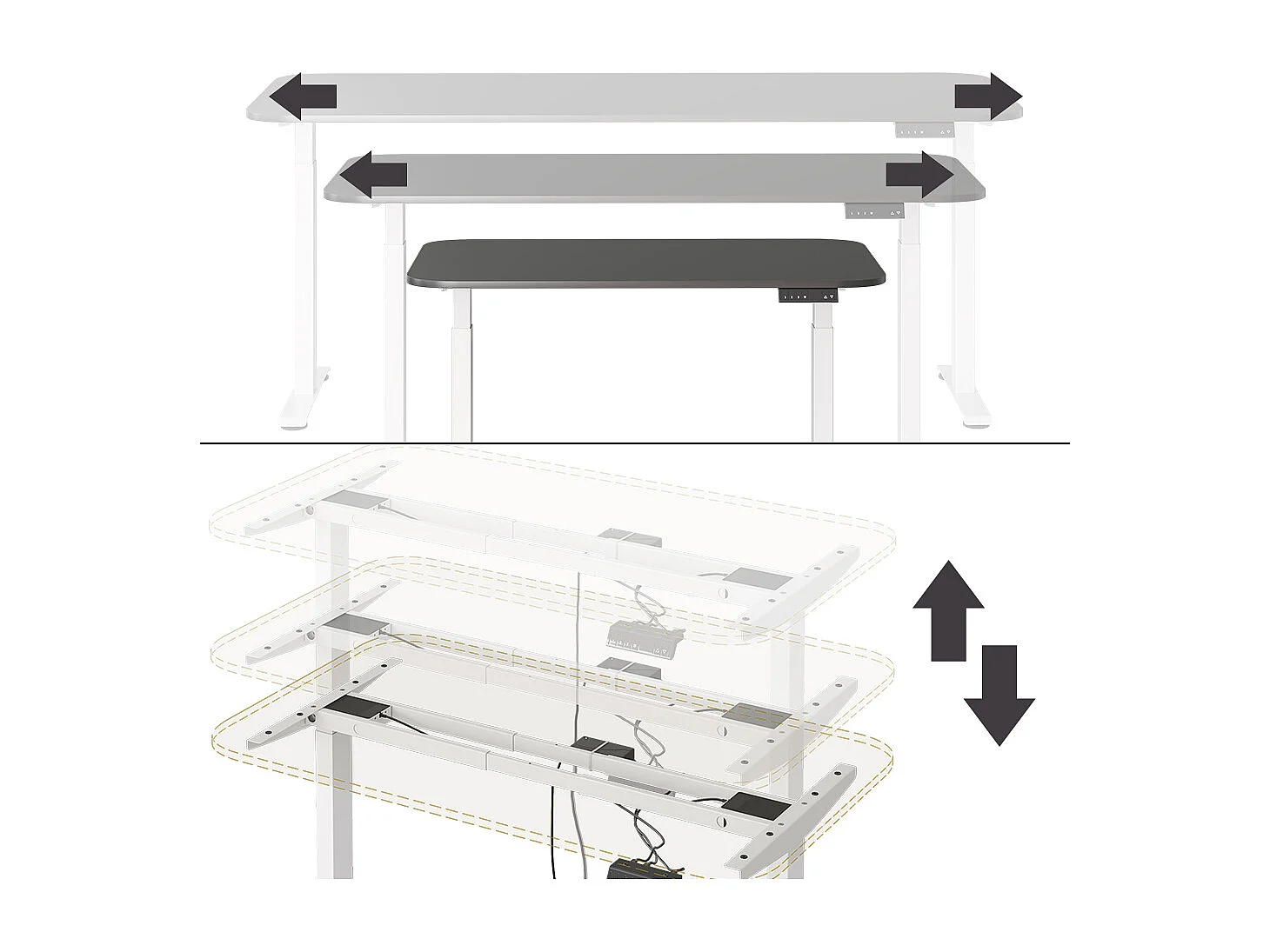 Bureau blanc/anthracite 140x80x120 elevate