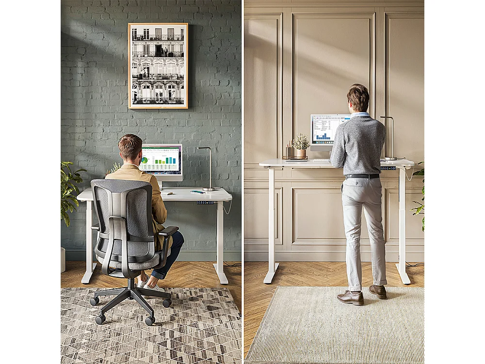 Bureau blanc/anthracite 140x80x120 elevate