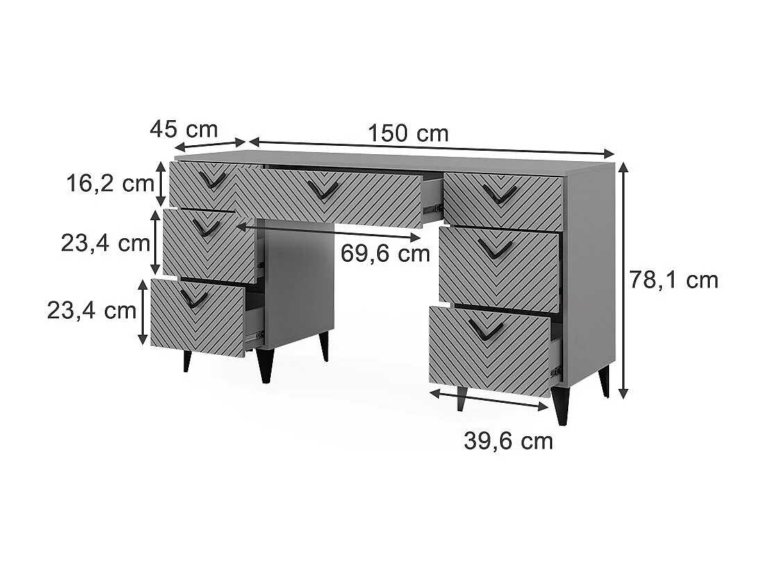 Bureau grijs 150x45x78.1 anett