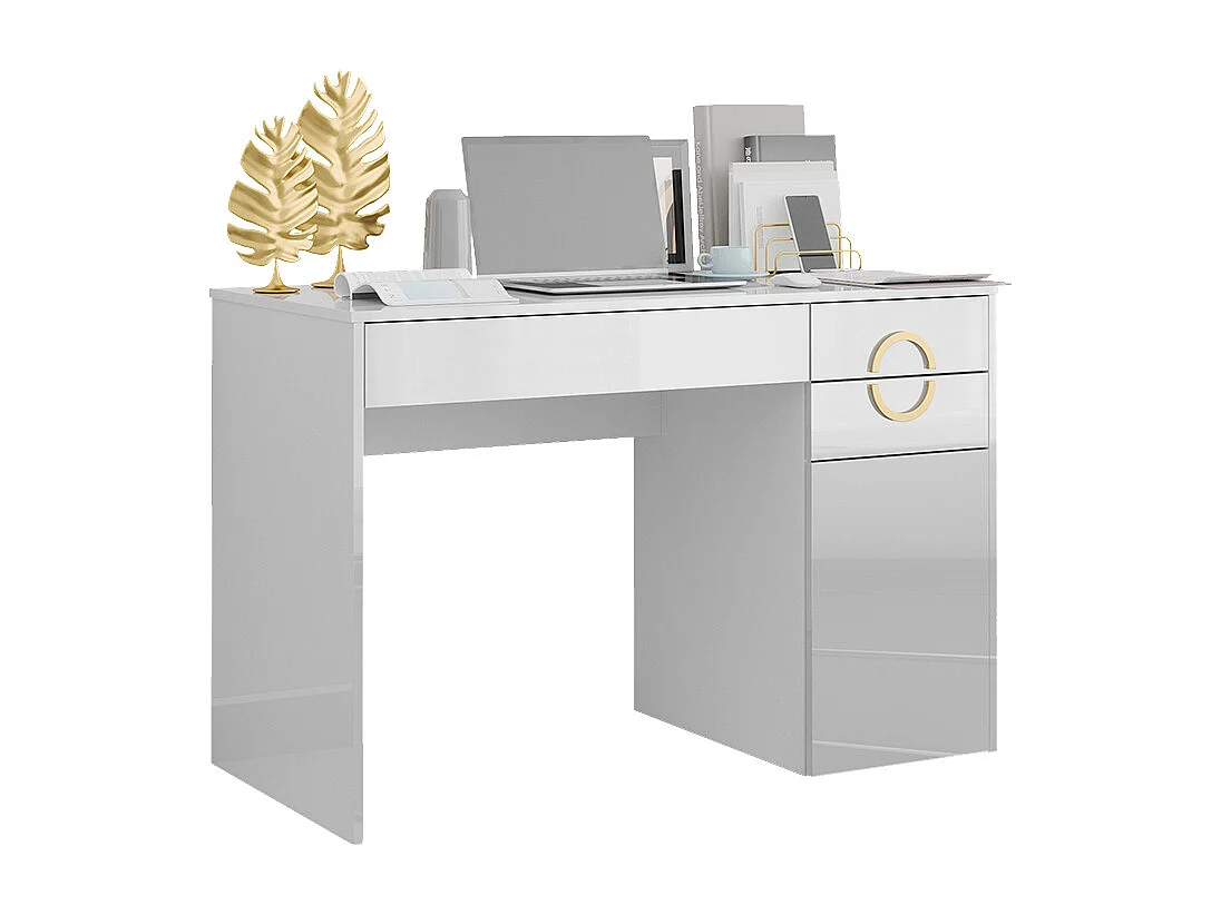 Bureau blanc haute brillance 115x55x76.4 adela
