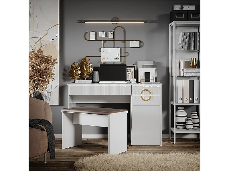 Bureau blanc haute brillance 115x55x76.4 adela