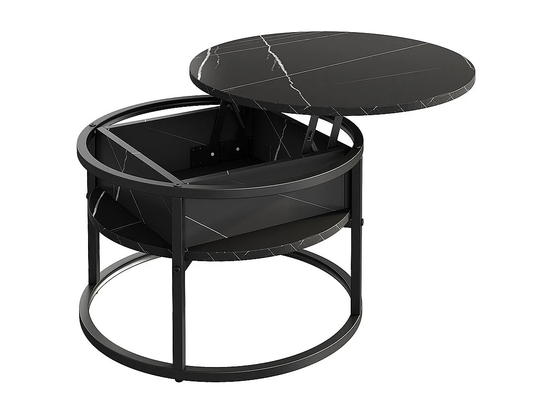 Table basse noir/marbre blanc 57x57x47.5 marlo