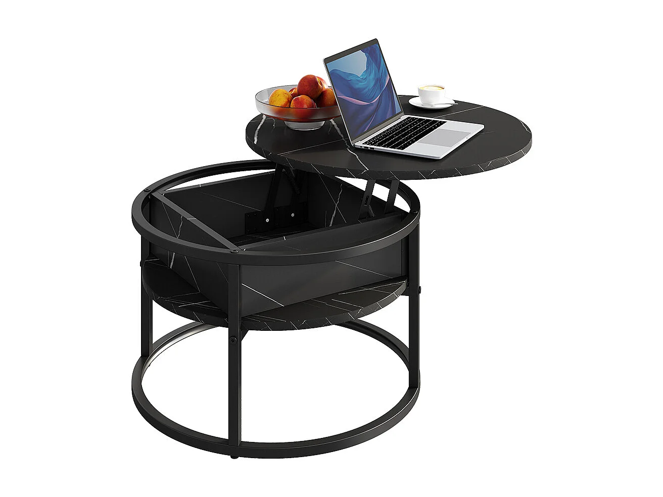 Table basse noir/marbre blanc 57x57x47.5 marlo